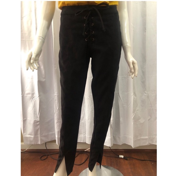 Lucca Couture Pants - Lucca Couture Lace Up Suede Pants Lucca Couture Pants - Lucca Couture Lace Up Suede Pants